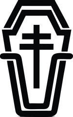 Obraz premium Stylized coffin with cross double lines