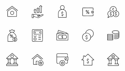 set of loan related line icons  mortgage  credit   (1).eps