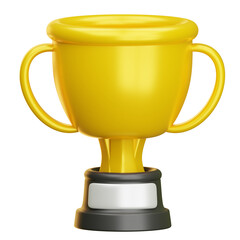 Golden trophy cup standing on transparent background