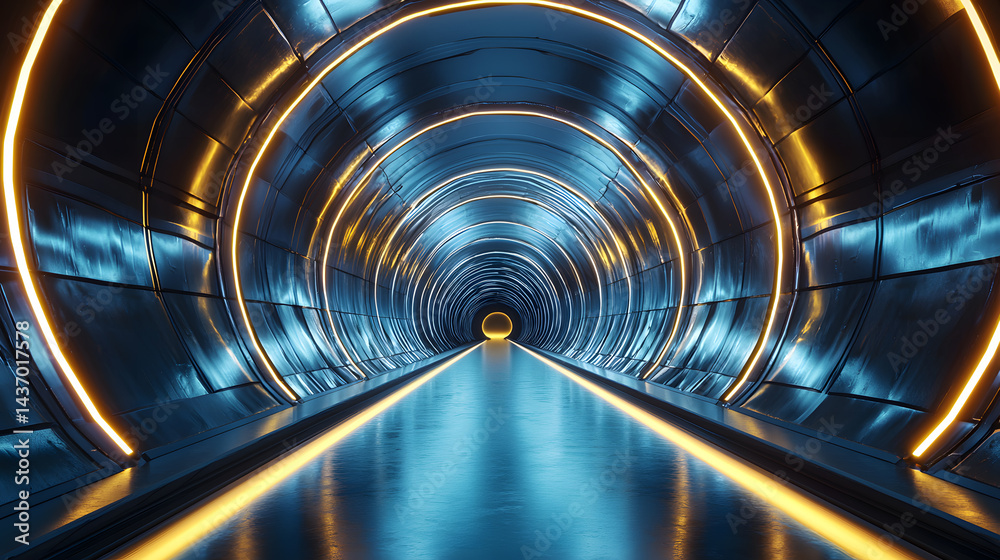 Poster exploring augmented reality concepts virtual tunnel visual art digital environment immersive experie