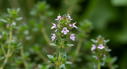 Aromatic herb from specific genus plant viewed closely macro extensive view indistinct aromatic seasoning cooking ingredient herb growing cultivated area organically grown herbs green colored herb