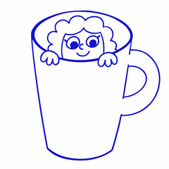 Vector logo design template and graphic elements for advertising, branding, posters and banners, funny cartoon illustrations with smiling character, coffee cup mascot, Cozy Hugs & Coffee Mugs