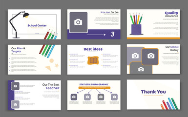 Education PowerPoint presentation slides template design. School PowerPoint presentation slide template design. Use for modern keynote presentation background, brochure design, website slider, 