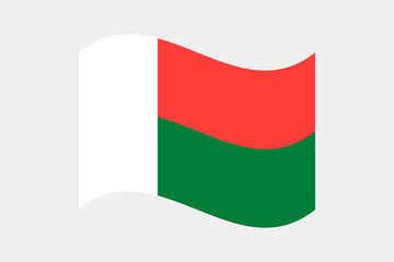 Flag of Madagascar. Madagascar wavy flag digital vector illustration. Fluttering flag.