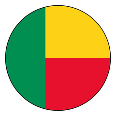 Fototapeta premium Flag of Benin. Black edge. Benin circle flag logo icon computer vector illustration design.