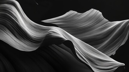 Obraz premium Black and White Canyon Texture Art Print on black background