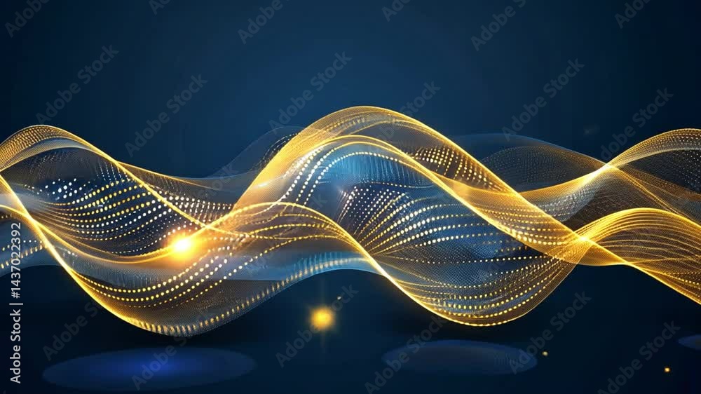 Poster dynamic abstract wave design with glowing lights and dots visual journey of energy and movement in v