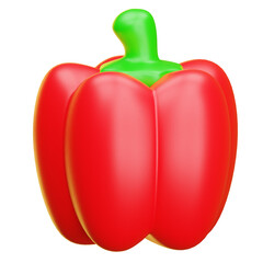 Red bell pepper standing on transparent background: 3d rendering