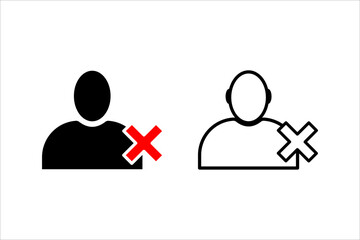 User removal, linear style icon set. User profile icon with an deletion symbol, removal . Editable stroke width