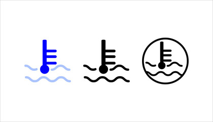 black thin line water temperature indicator icon. flat stroke trend modern logotype graphic art design isolated on white. concept of vehicle panel element for temp conditioner system or coolant pump