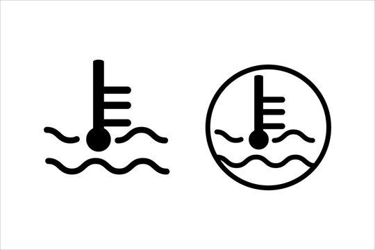 black thin line water temperature indicator icon s. flat stroke trend modern logotype graphic art design isolated on white. concept of vehicle panel element for temp conditioner system or coolant pump