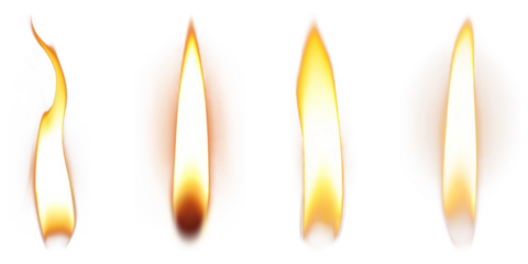 PNG Four candle flames glowing brightly., elements on transparent background