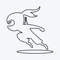 Minimalist line art depicting a ninja in motion. A simple yet powerful visual element.