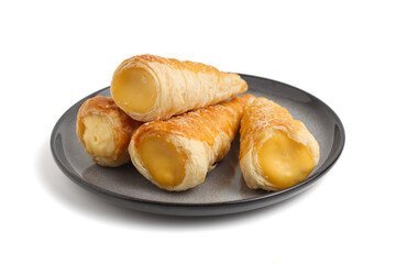 Kue cumcum. Horn pastry or cone pastry with vanilla cream.