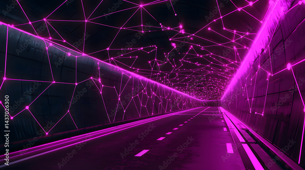 Poster visualizing cloud computing and decentralized systems in a digital environment
