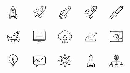 set of startup related line icons  launch  rocket  (2).eps