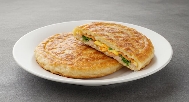 Discover culinary delight hotteok presented isolated also known hoeddeok popular type filled Korean pancake recognized delicious snack originating from Korean Chinese cuisine beloved street food