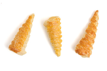 Kue cumcum. Horn pastry or cone pastry with vanilla cream. isolated on white background.