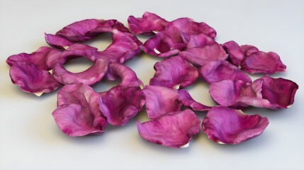 Elegant Arrangement of Eight Pink Rose Petals on a Soft Surface