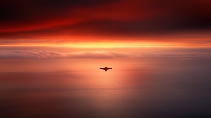 Unmanned aerial event over ocean at dusk stunning image of a mysterious object in the sky