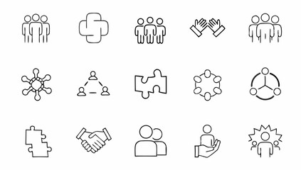 set of teamwork related line icons  together  part (1).eps