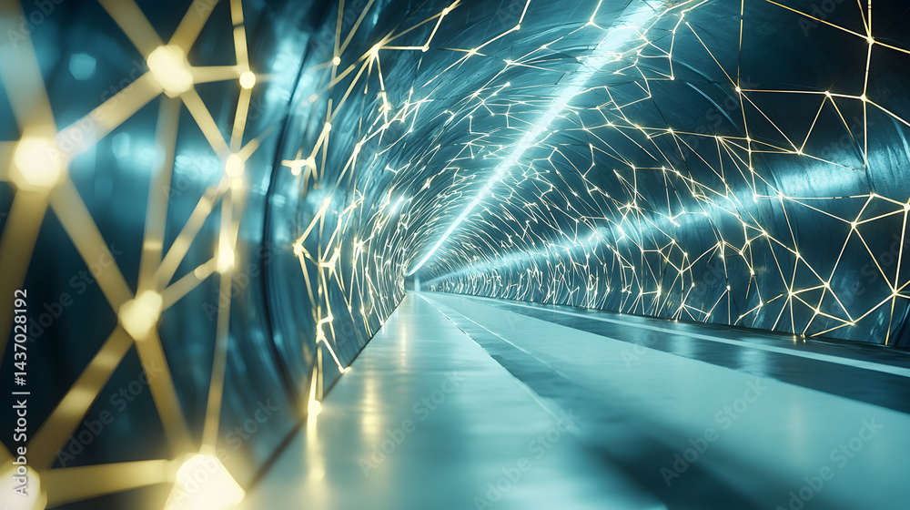 Poster visualizing cloud computing and decentralized systems in futuristic environments