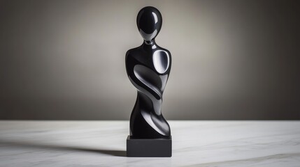 Modern Abstract Black Sculpture on black background