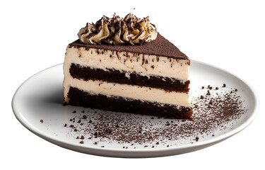 Tiramisu on a plate, isolated on a transparent background. png