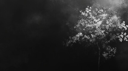 Monochrome Tree of Tranquility on black background