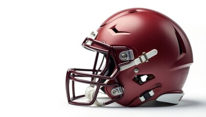 Fototapeta premium Close-up of football helmet on white background, spiral, game, leather