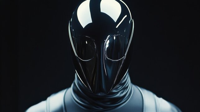 Mysterious Alien in Futuristic Spacesuit on black background
