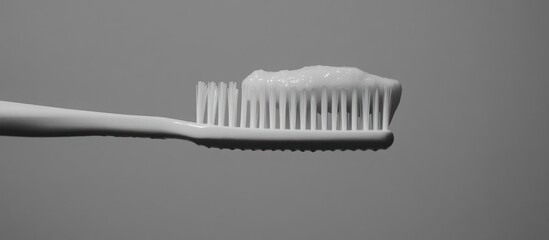 Toothbrush with toothpaste ready for use.