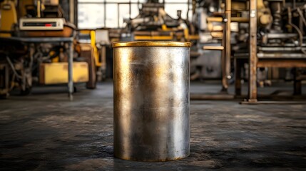 Industrial Metal Podium Mockup in Factory Environment Setting