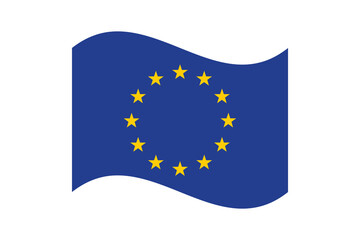 Flag of European Union. European Union wavy flag digital vector illustration. Fluttering flag.