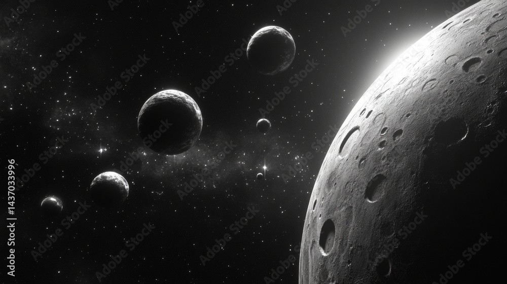 Canvas Prints awe-inspiring planets in deep space on black background