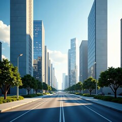 Obraz premium Ground view of contemporary high-rise buildings in cityscape, skyline, exterior