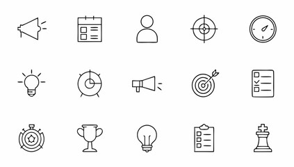 action plan related line icons set 2  strategy  pl.eps