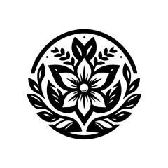 Elegant Black and White Floral Mandala Design on White Background