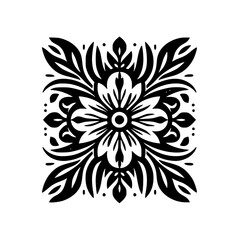 Bold Black & White Floral Pattern: Symmetrical Decorative Design
