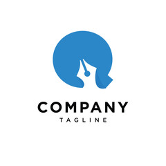 Letter Q Pen Writing Logo Icon Vector