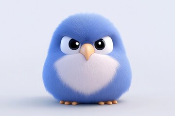 Obraz premium Fluffy, blue, angry bird