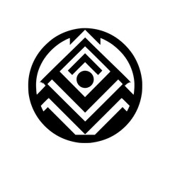 Modern Geometric Logo, Black and White, Abstract Circle, Design Element