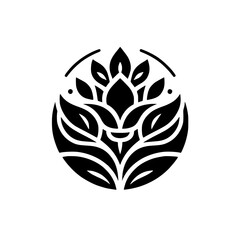 Obraz premium Minimalist Lotus Logo Design: Black and White Floral Emblem