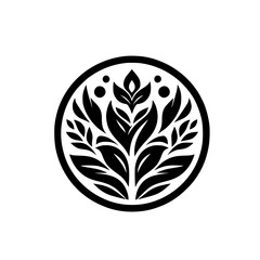 Black & White Floral Mandala: Elegant Botanical Design