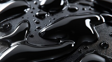 Intriguing Black Liquid Droplets on Textured Surface on black background