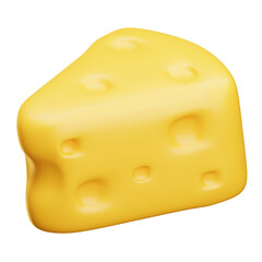3d rendering of a delicious piece of swiss cheese with holes on transparent background