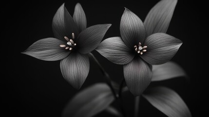 Obraz premium Enigmatic Dark Flowers in Close-up on black background