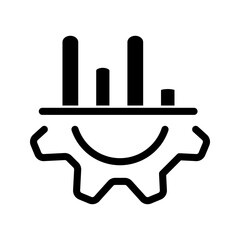 Single black arrow growing pointing up on chart graph bars icon, success graph trending upwards flat design interface infographic element for app ui ux web button, vector isolated on white background