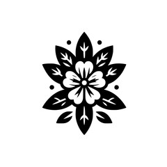 Black and White Floral Mandala Design Element