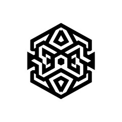 Geometric Abstract Design: Black and White Hexagon Pattern